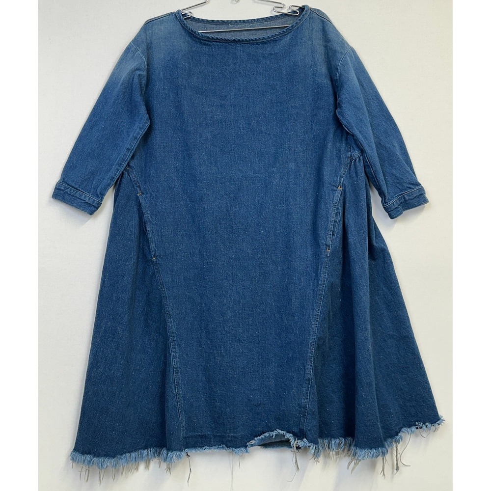 Rachel Comey Denim Midi A-Line Dress Blue Women's Size 4 Raw Hem